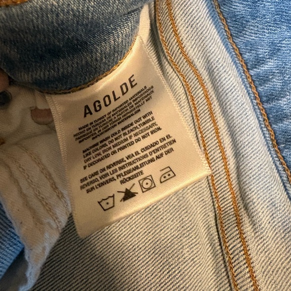 AGOLDE Riley High Rise Straight Jeans Size 27 Button Fly Light Wash (0438) - Picture 4 of 11